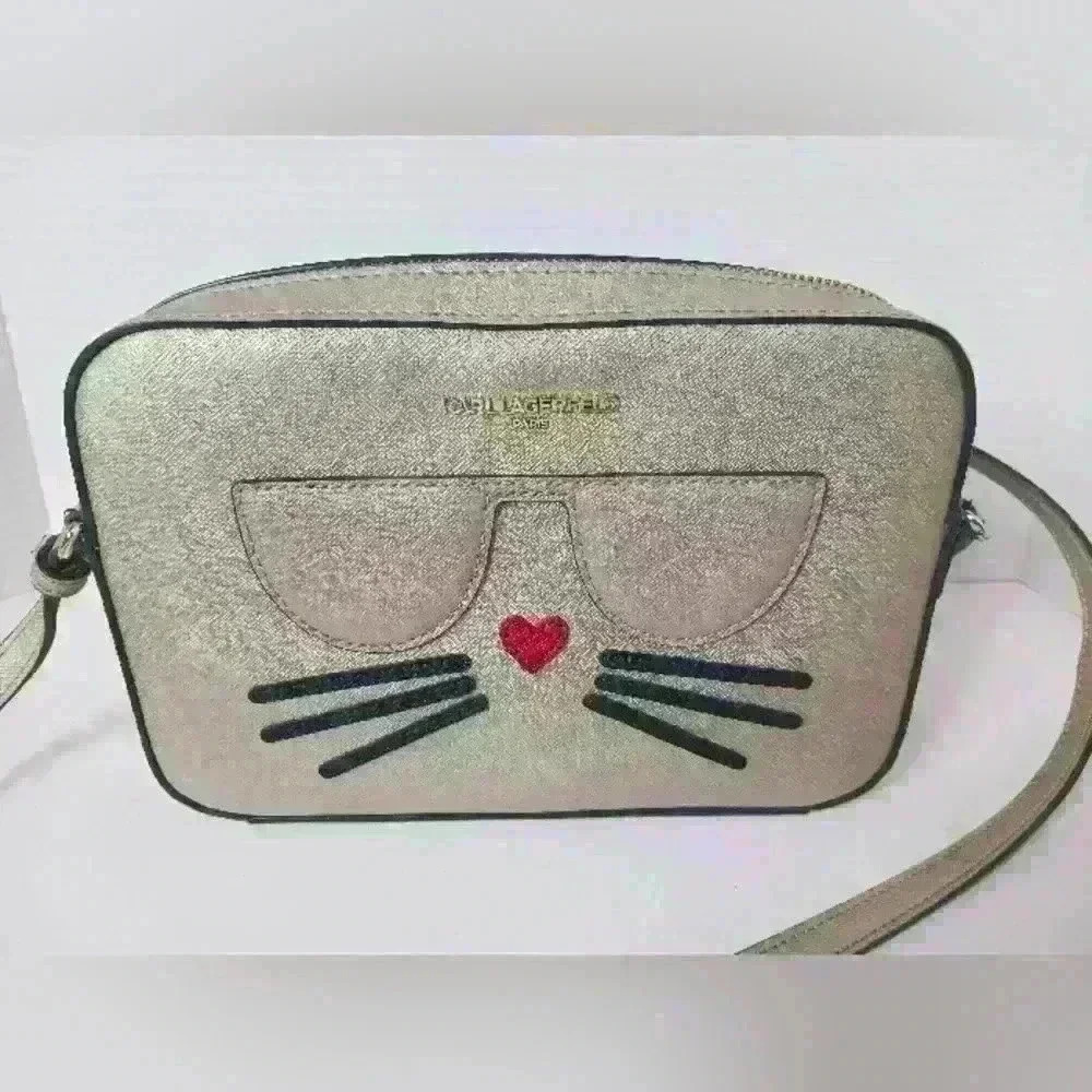 Karl Lagerfeld Paris Gold Cat Purse Crossbody Bag